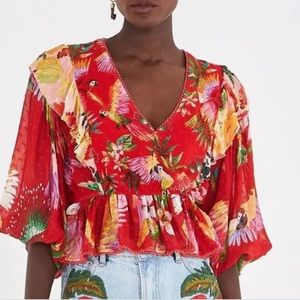 Anthropologie x Farm Rio Macaw Mix Blouse